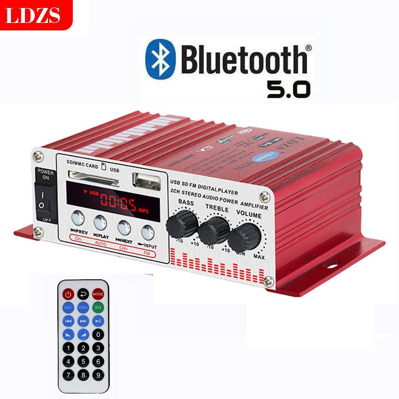 High-Power Mini Small Digital Power Amplifier Home Car Multi-Function Card 12V Bluetooth Audio Amplifier - Image 1